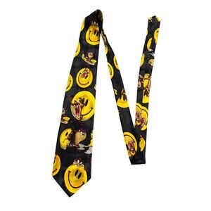 Vintage Looney Tunes Mania Necktie Mens‎ Black 1996 Shirt Tie 90s Cartoon Taz